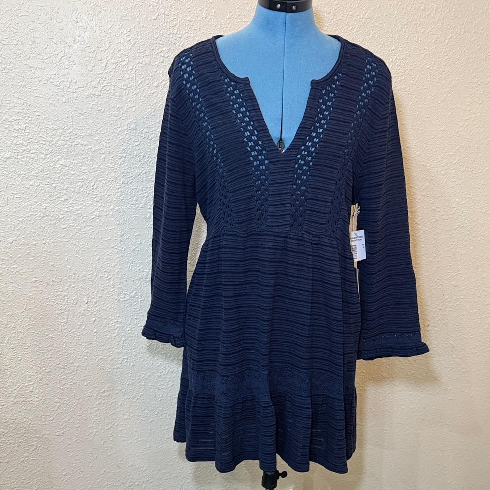 Caffe Marrakesh Navy Knit V-Neck Tunic Dress